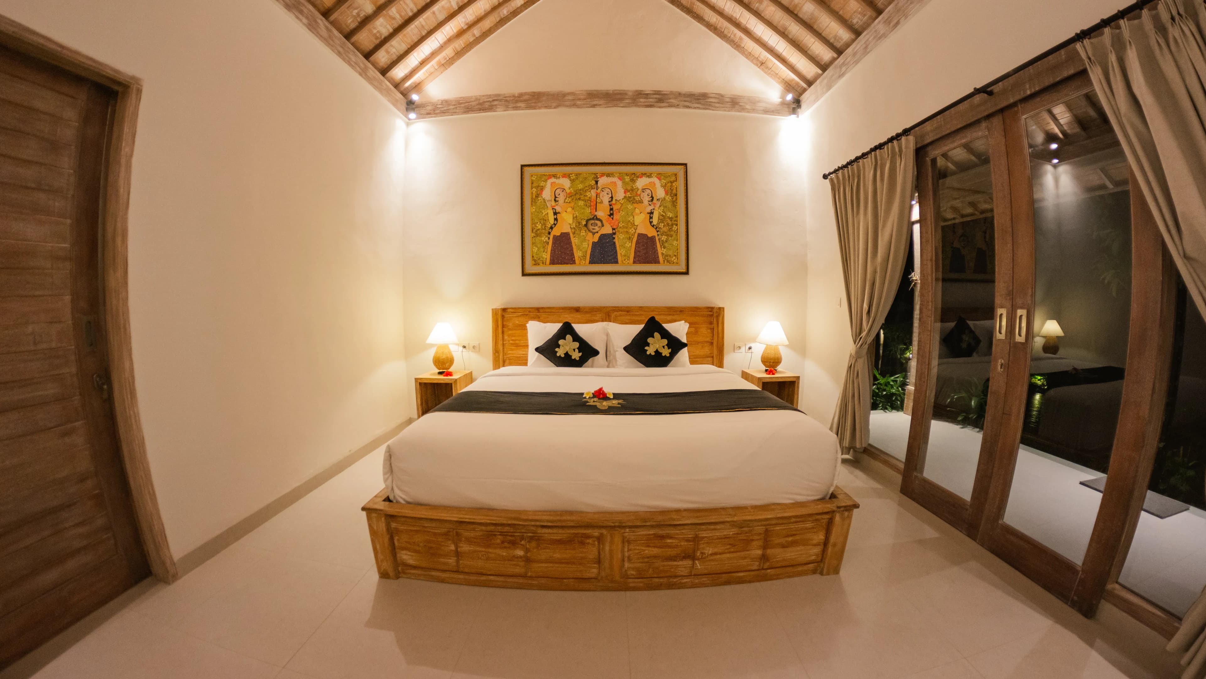 Bedroom with rice field view