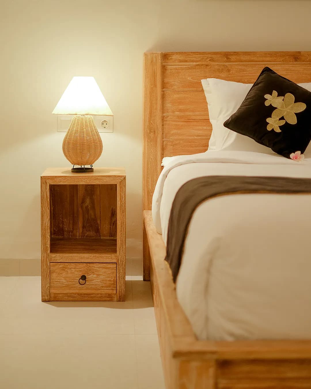 Bedroom with rice field view in private villa Ubud