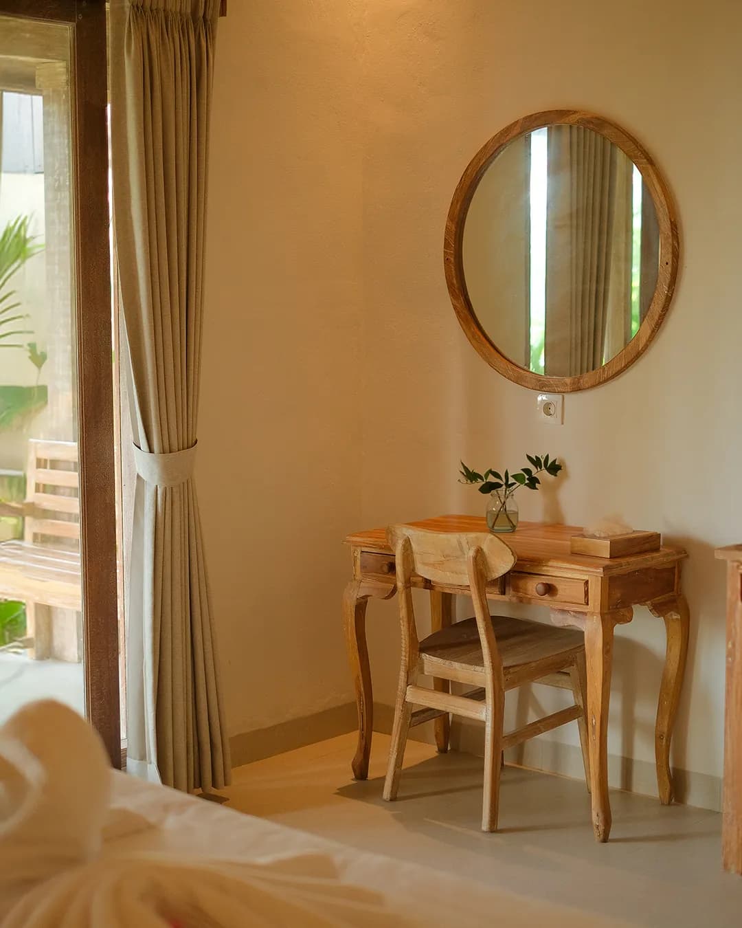 Bedroom connected to private bathroom in luxury Bali villa