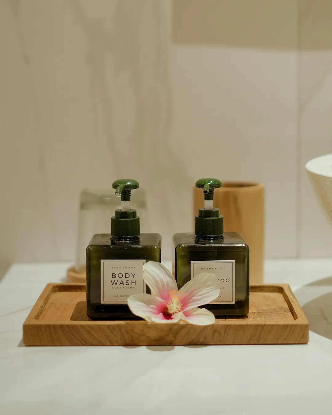 Peaceful bedroom atmosphere in private tropical villa