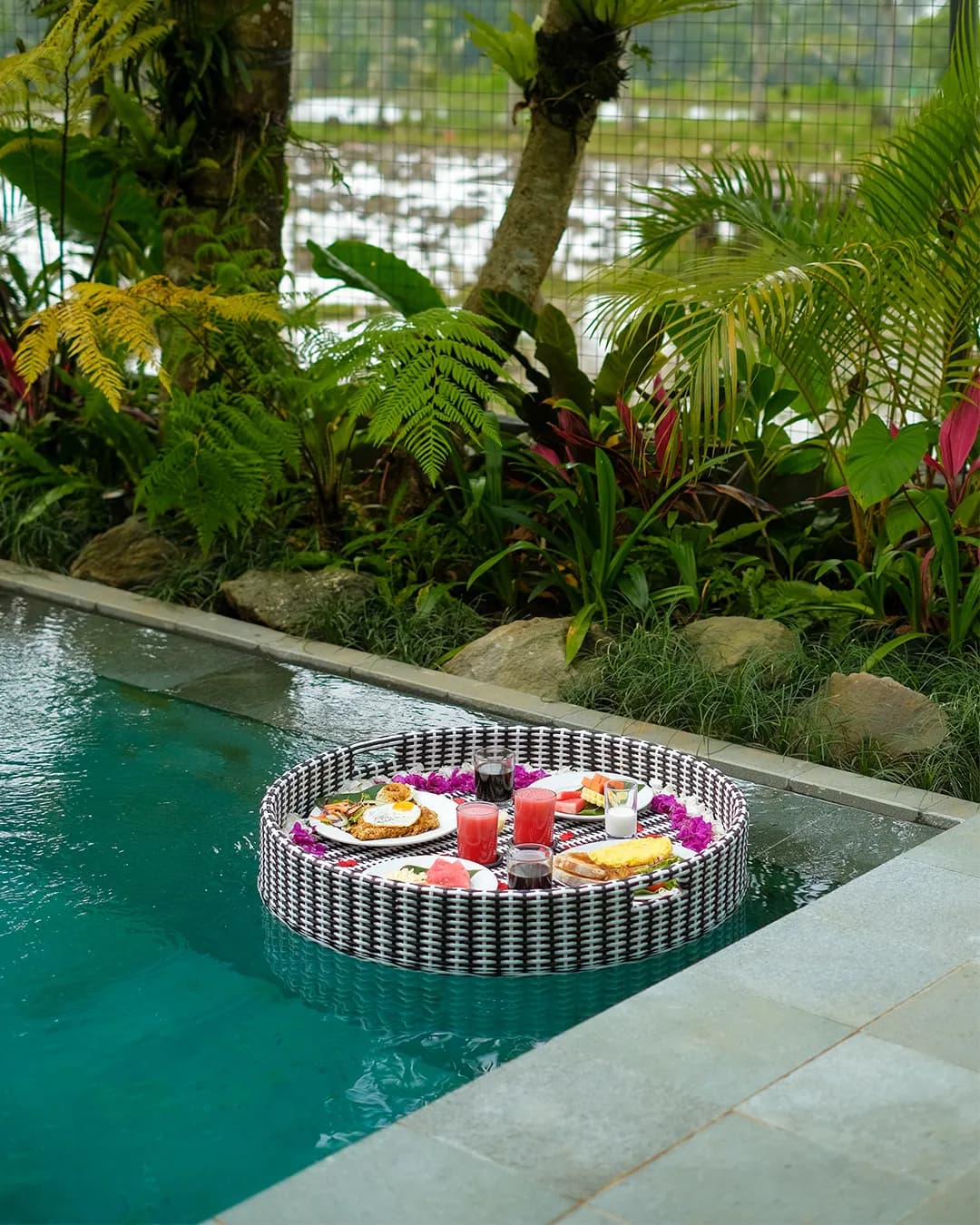 Balcony overlooking rice terraces in Ubud, Bali