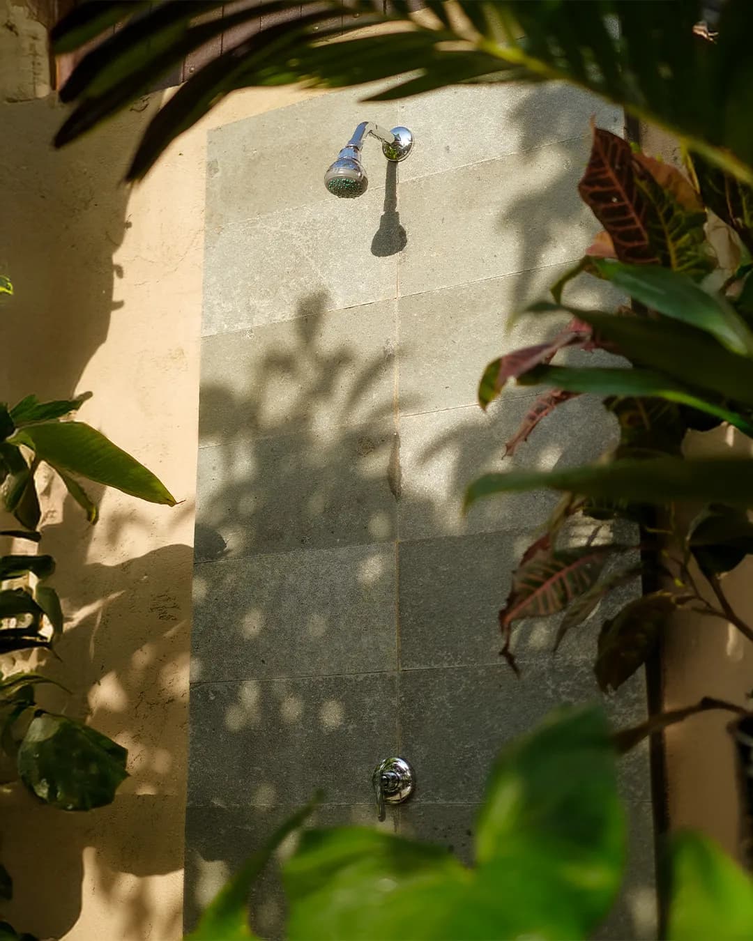 Outdoor terrace seating area in tropical villa in Bali