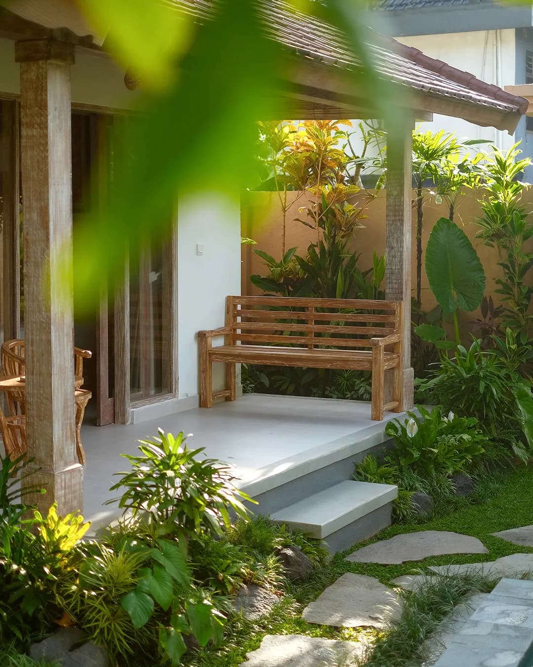 Panoramic view of villa and rice fields in Ubud countryside