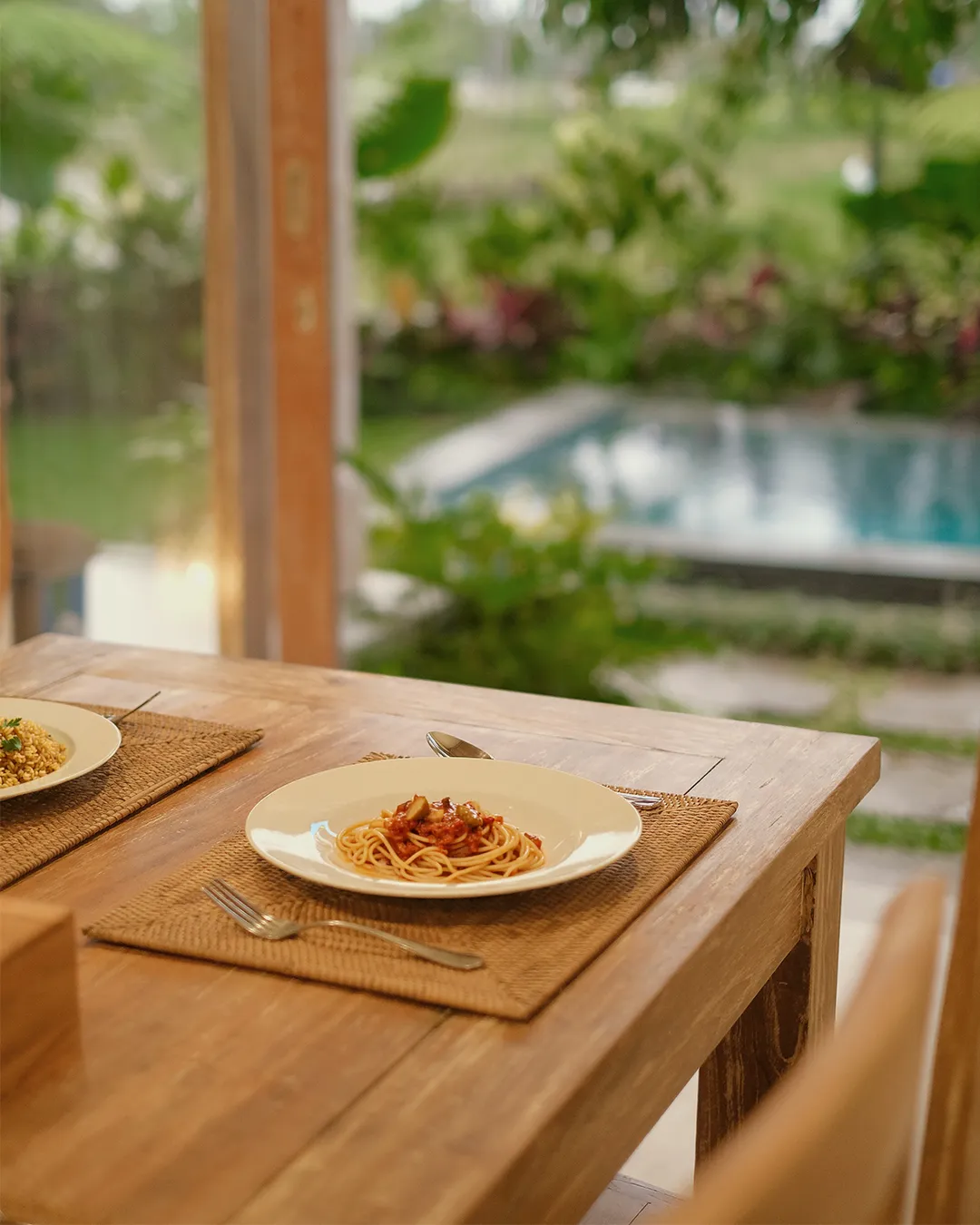 Fully equipped kitchen area in private villa Ubud