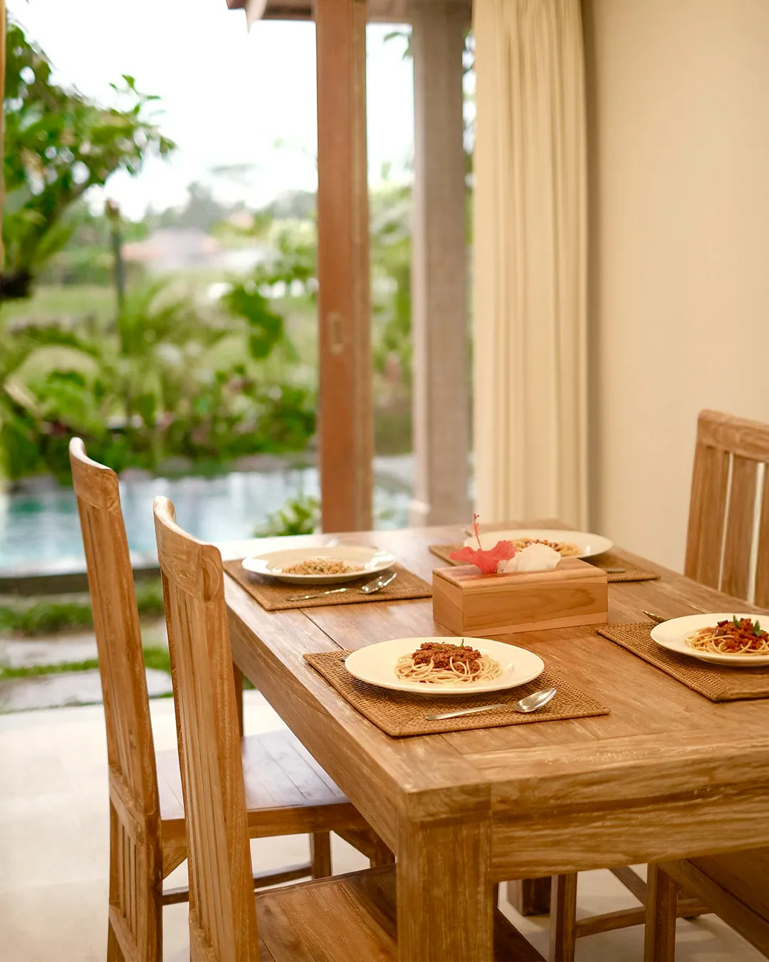 Modern kitchen with appliances in tropical villa Ubud