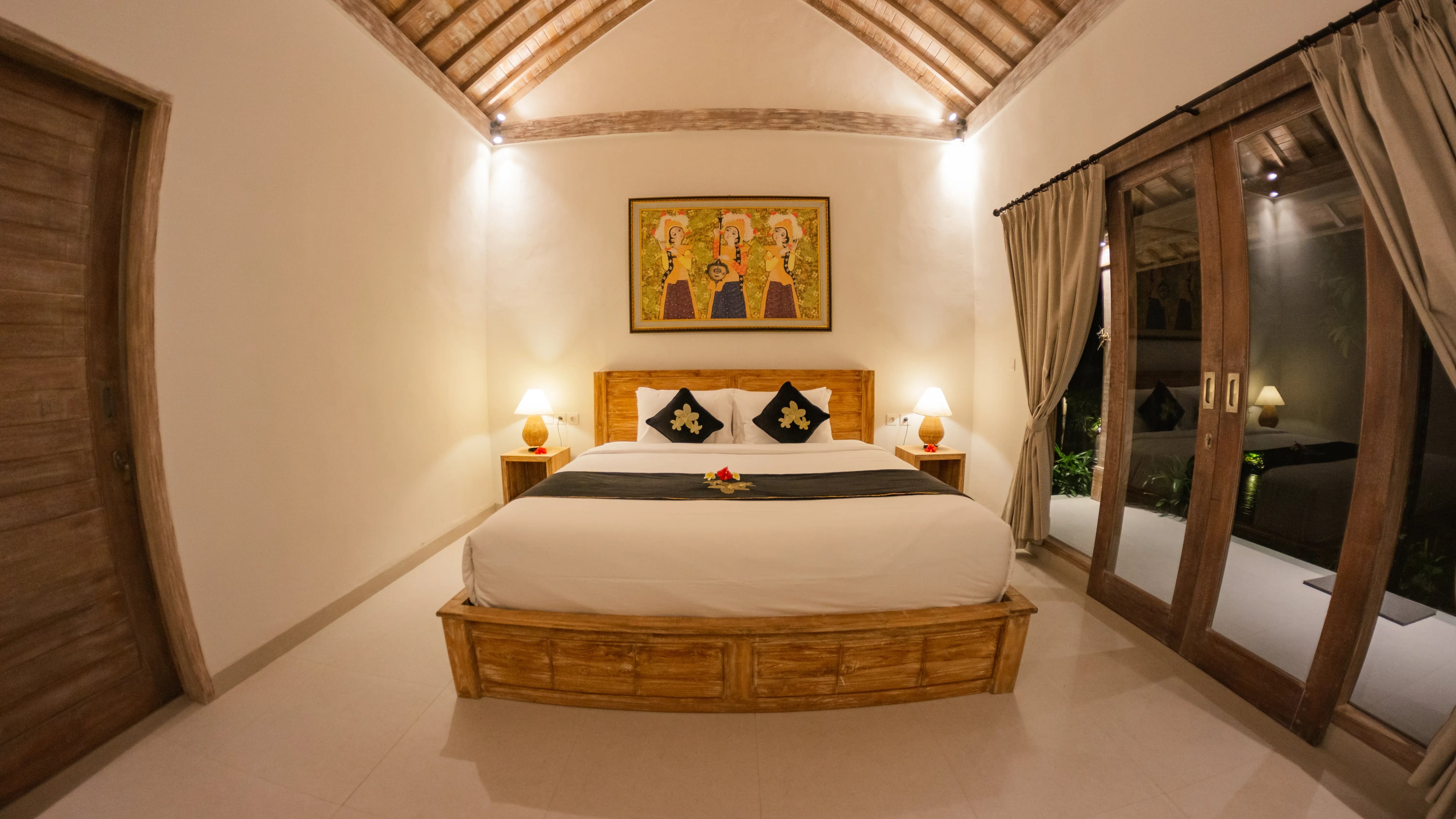 Bedroom with rice field view