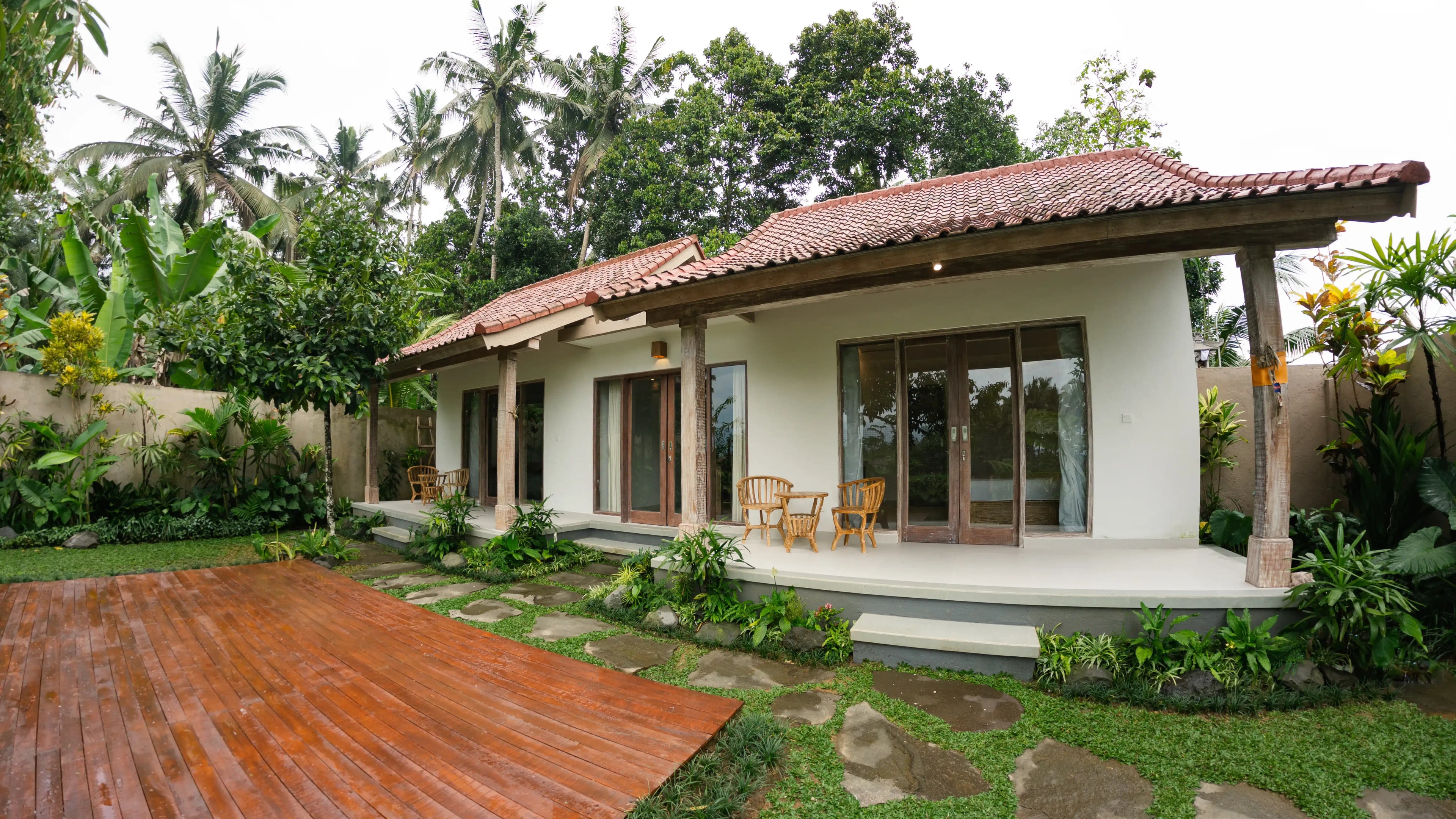Villa entrance at sunset